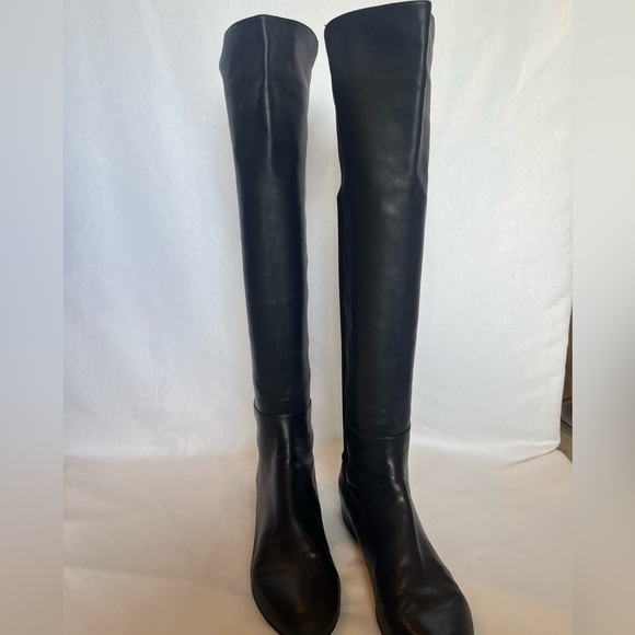 Stuart Weizman Black Leather Knee High Boots Size 9 - Picture 2 of 10